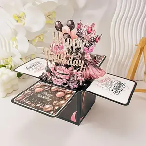 A unique three-dimensional pop-up birthday card with an envelope and a note - a hand-carved laser-cut paper sculpture design - personalized pop-up greeting card, suitable for family, friends and loved ones - highly suitable for Valentine's Day and birthda