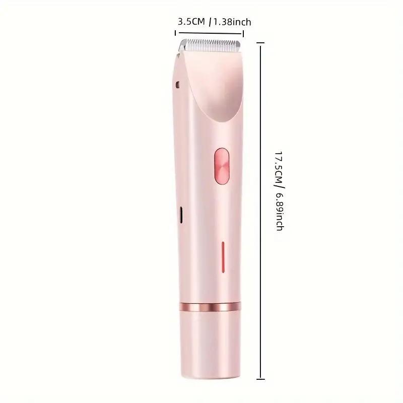 2 in 1 Electric Hair Trimmer for Women, 1 Box Waterproof Rechargeable Wet & Dry Use Hair Removal Tool, Women's Body & Facial Hair Trimmer