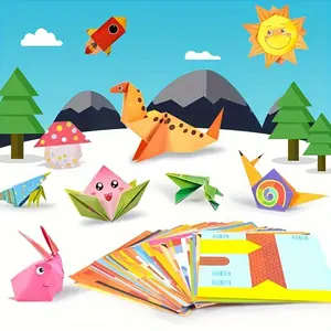 Origami Fun Kit with Instruction Manual, 54 Sheets of Paper, DIY Art Craft Project, Beginner Handicraft Training Set