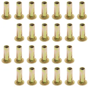 25 count Multi-Grip Rivet-Nut Pre Bulbed Threaded Inserts, M6 Heavy Duty Nutsert, Flat  Slotted Carbon Steel Fasteners Inserts