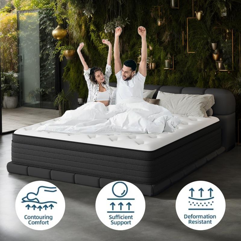 10/12/14 Inch Memory Mattress with Independent Springs, Provides Pressure Relief, Motion Isolation and Firm Edges, Medium Firm, Twin/Full/Queen/King Size