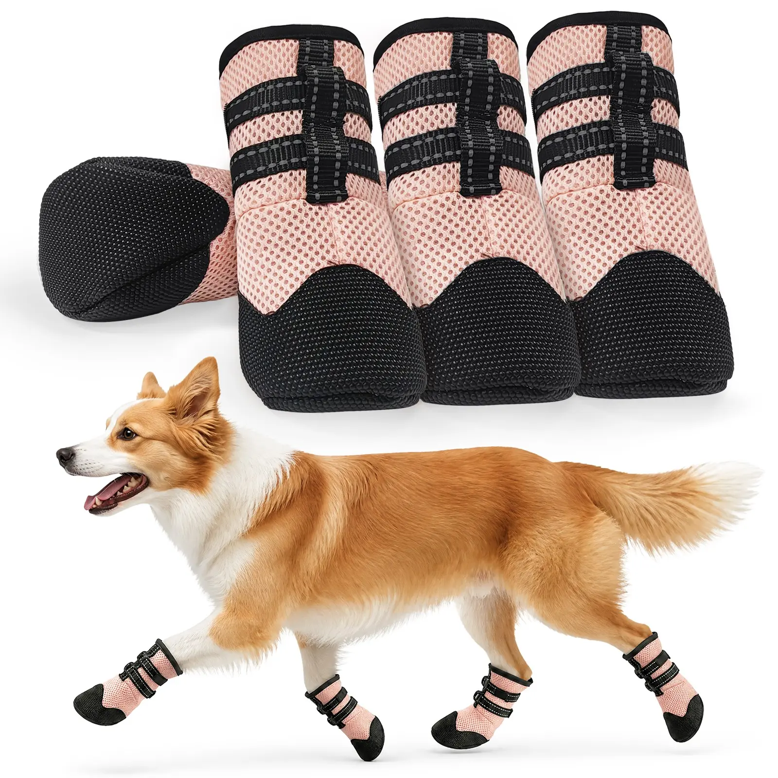 Shoes for Dogs, Puppy Shoes, Small,Medium Large Dog Boots & Paw Protectors for Winter Snowy Day, Summer Hot Pavement, Water-Resistant in Rainy Weather, Outdoor Walking, Indoor Hardfloors Sole.