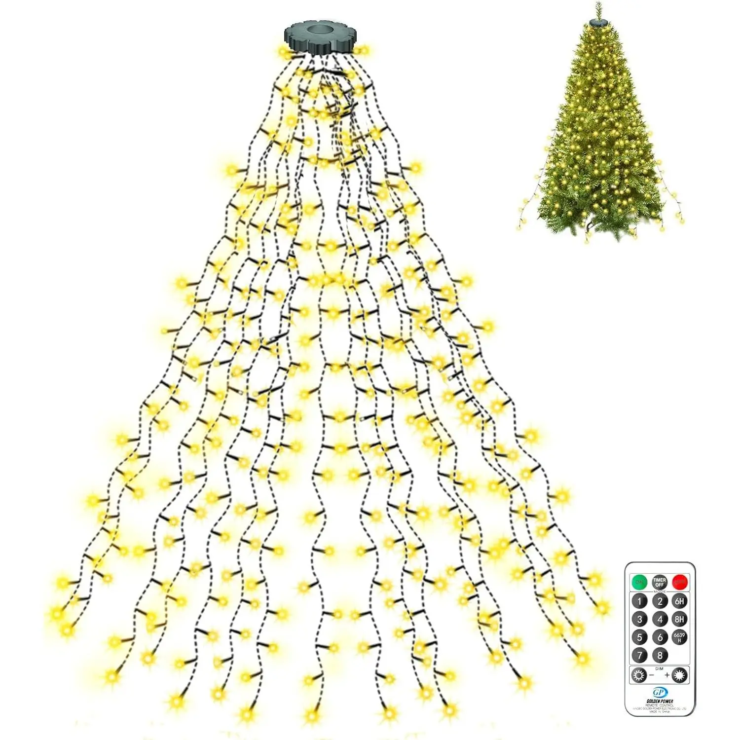 Christmas Tree Lights, 400LED 6.6FT x 16 Lines Fairy Xmas Lights with Remote 8 Modes, Timer  Dimmable LED Christmas Twinkle Lights for Indoor Outdoor Decorations, Warm White