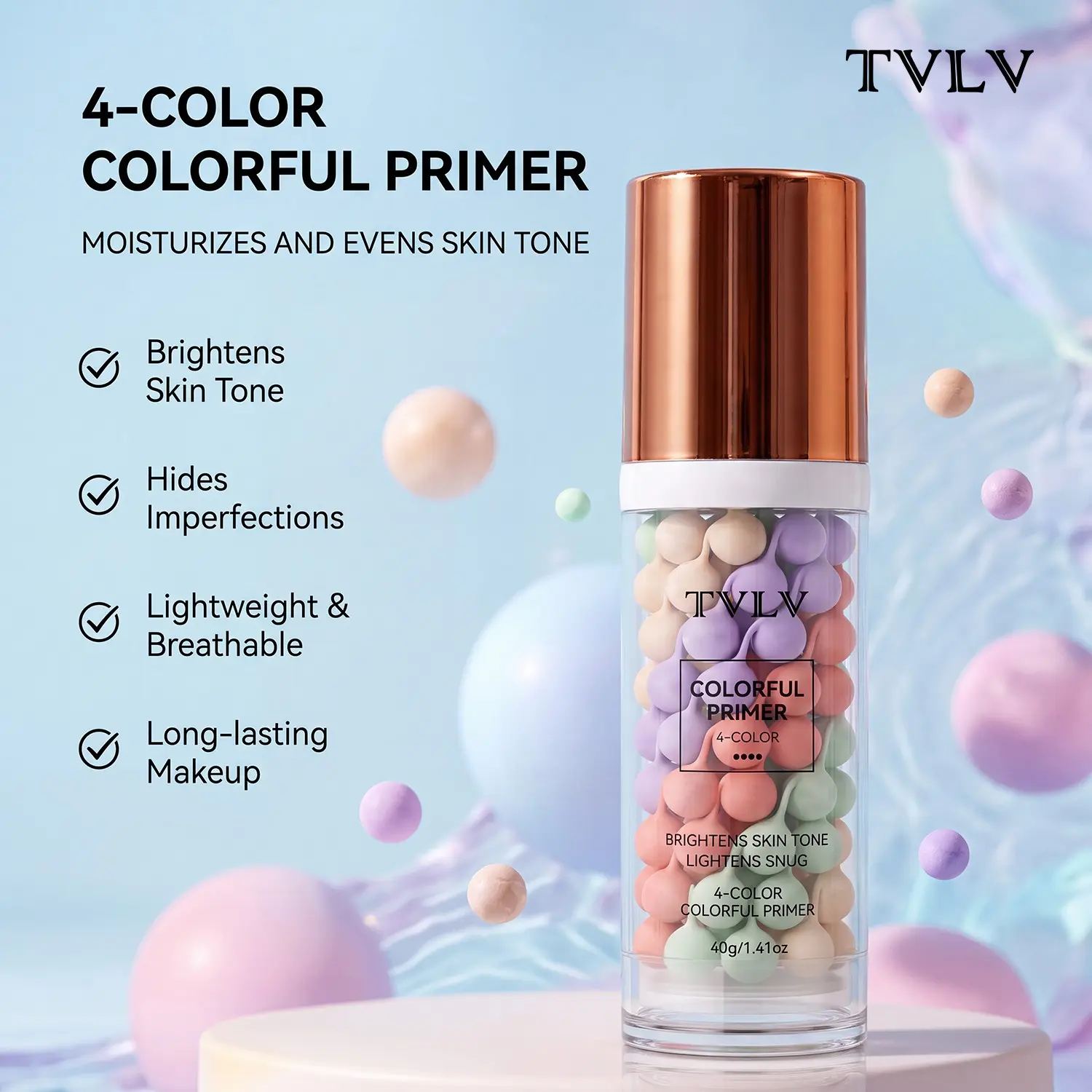 4-Color Colorful Primer, Makeup Primer Cream, Brightens Skin Tone, Hides Imperfections, Long-Lasting Makeup Base, Even Complexion, Perfect for Daily Use