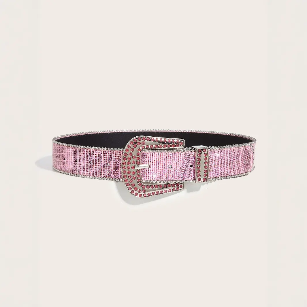 Dazzling Full Rhinestone Sequin Wide Belt! Women’s Y2K Western Punk Crystal Pin Buckle PU Waist Belt, Sparkly Decor Strap for Jeans, Club, Party & Street Outfits