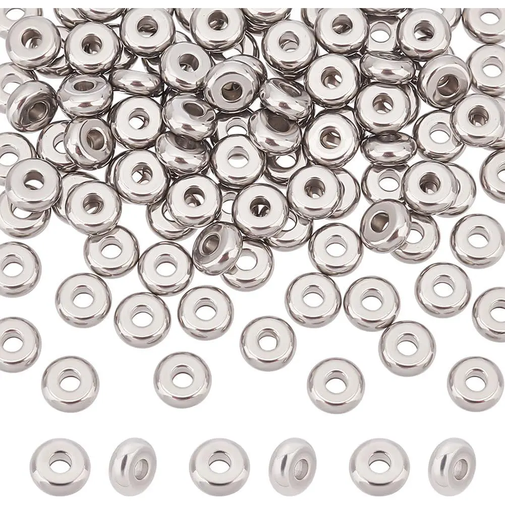 100 count 1.5mm Hole Stainless Steel Spacers Beads Flat Round Loose Spacers Beads Metal Spacer  findings for Necklace Bracelet Earring Making DIY