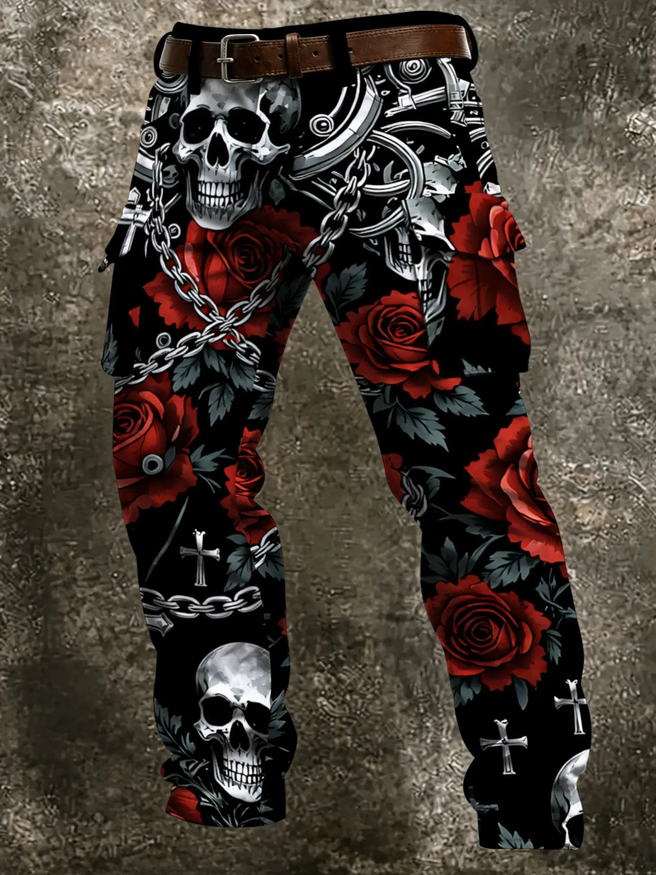 American Style Printed Workwear Pants, Retro Tattoo Pattern, Punk Rock Fashion, Motorcycle Enthusiasts, Heavy Metal Subculture