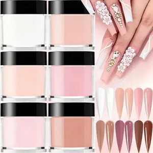 6 Colors Glitter Nail Carving Powder, Easy Shaping Acrylic Powder, For Nail Extension & 3D Manicure Art DIY Salon Use