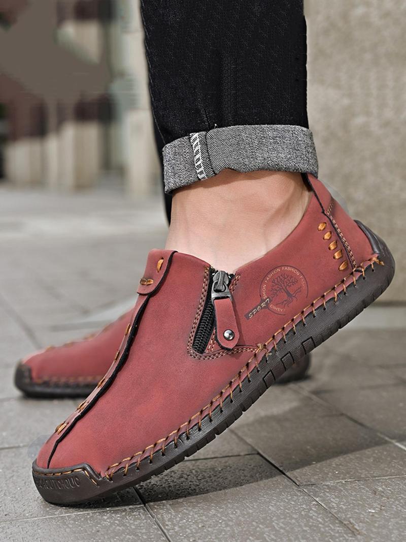 New Men's Casual Solid Color Zipper Side Walking Shoes, Fashionable Breathable Comfortable Sports Shoes for Outdoor, Male All-match Round Toe Shoes for Daily Wear