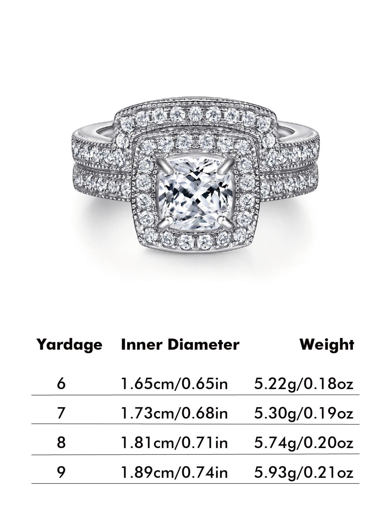 925 Sterling Silver Princess Cut Ring Set, Elegant Jewelry for Women, Fashion Jewelry for Party, Daily Clothing Decor, Trendy All-match & Exquisite Jewelry for Birthday Gift, Bridal Ring Sets, Engagement Rings