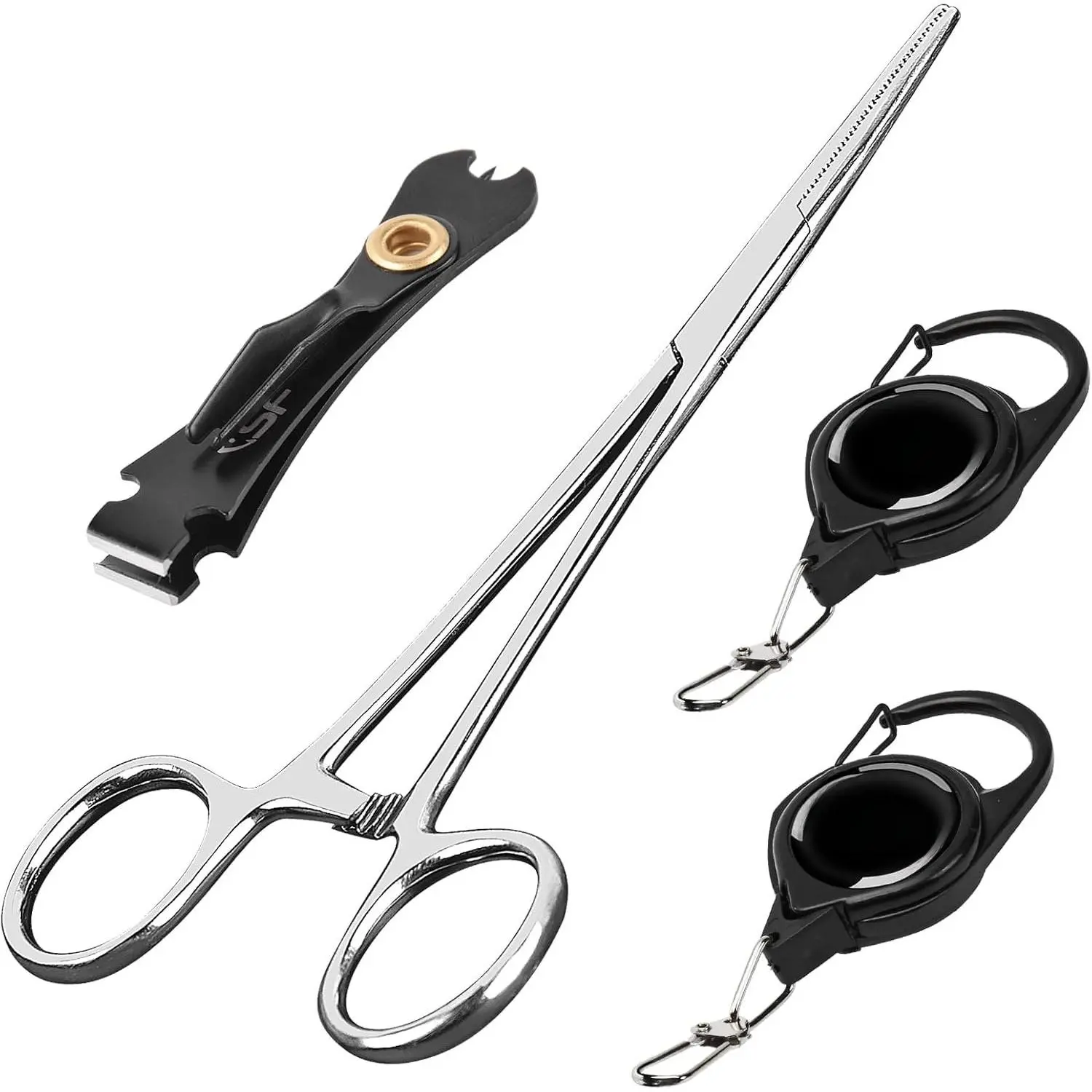 Fly Fishing Tools Kit Fishing Knot Tool and Line Clipper, Zinger Retractor, Hook Remover Forceps