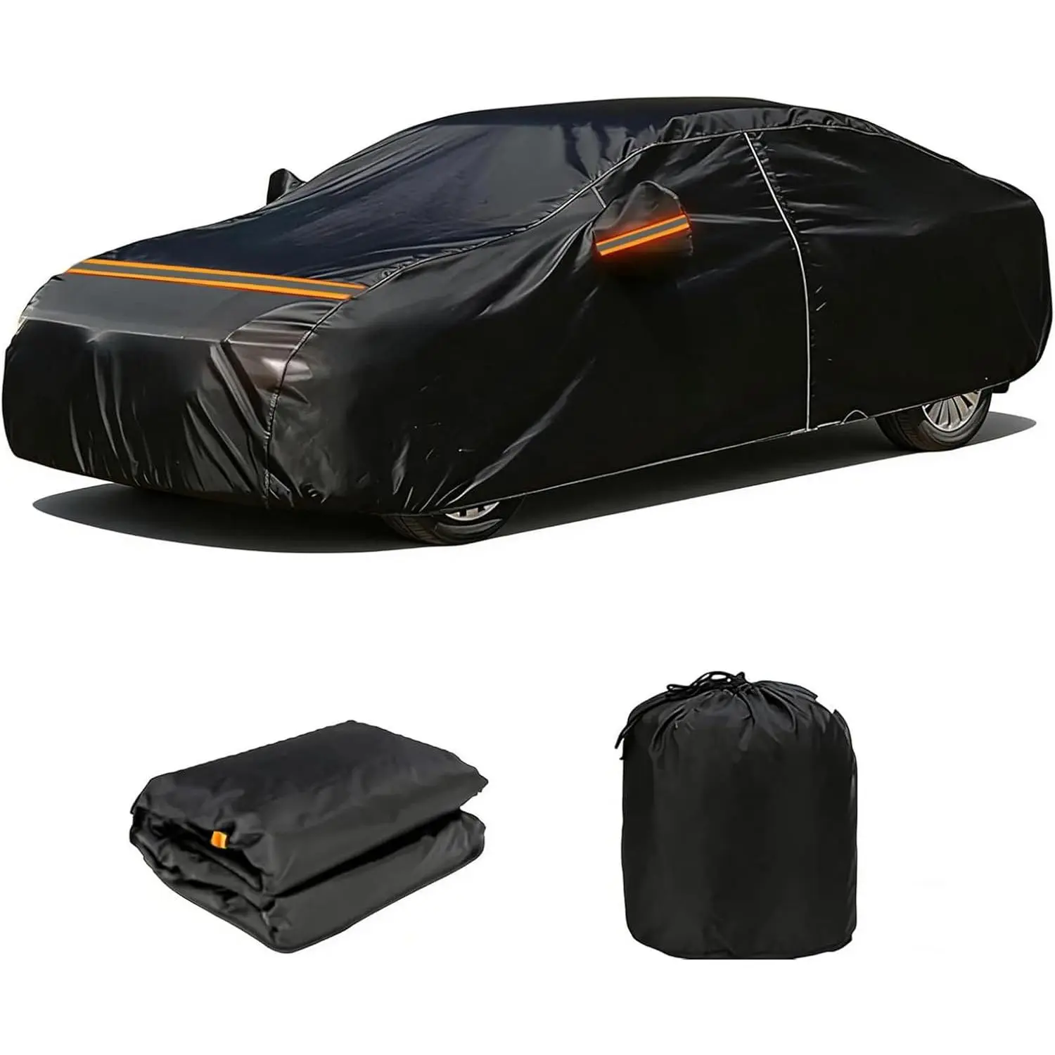 600D Heavy Duty Car Cover Custom  Ford Mustang 1994-2025, Waterproof Outdoor Full Car Cover with Door Zipper, Windproof Snowproof Hail Protection, Black