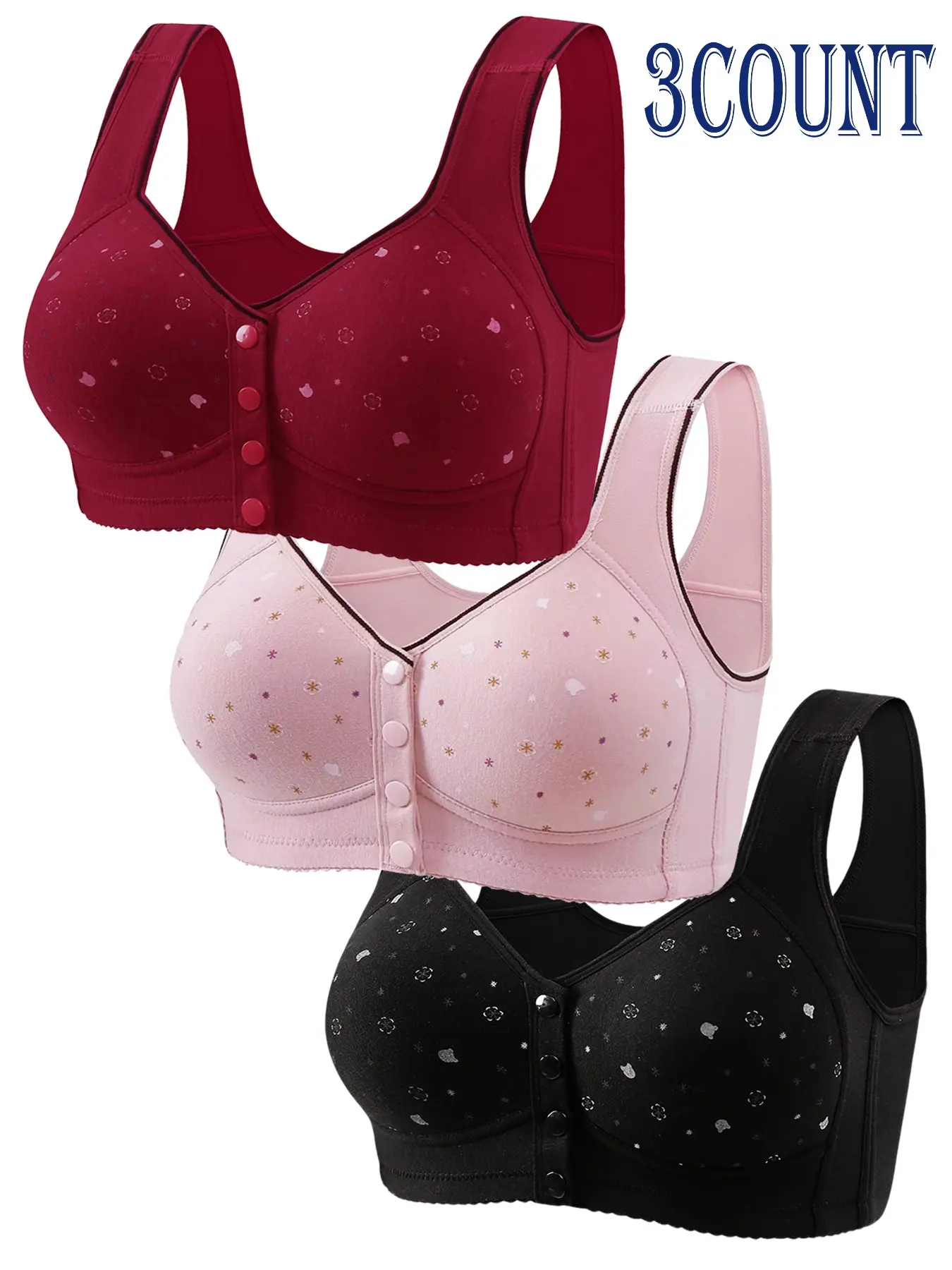 Comfortable Cotton Bra Set with Fixed Straps, Ultimate Support and Style for Daily Wear and Sports, Multiple Sizes Available