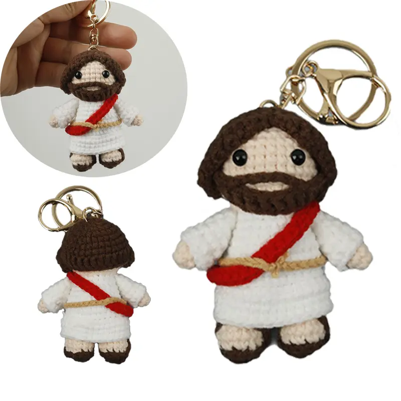 God Bless You With Handmade Crochet Jesus Decorations, A Plush Keychain Designed Specifically For Christian Believers, Suitable For Parties, Birthdays, Christmas, And Mini Gifts For Friends