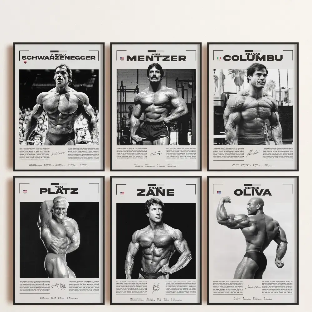 Golden Era Bodybuilding Poster Set - Old School Gym Motivation Art Featuring Arnold, Tom Platz for Home Decor, Room Decor