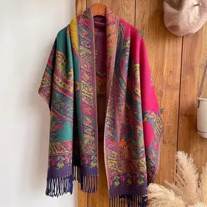 Winter Thick Warm Scarf Women Cashmere Paisley Shawl and Wraps Pashmina Neckerchief Bufanda Female Embroidery Bandanna Echarpe