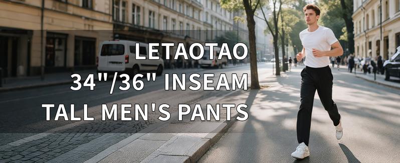 LETAOTAO 34"/36" Inseam Tall Mens Joggers Sweatpants Extra Long Zipper Pockets Athletic Gym Track Pants Sports Jogging Wear