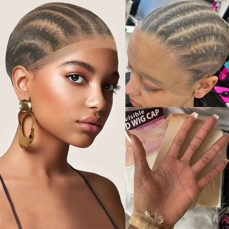 HD wig cap, thin invisible wig cap for women, 2 pieces per pack, transparent and breathable bald cap, suitable for lace front wigs