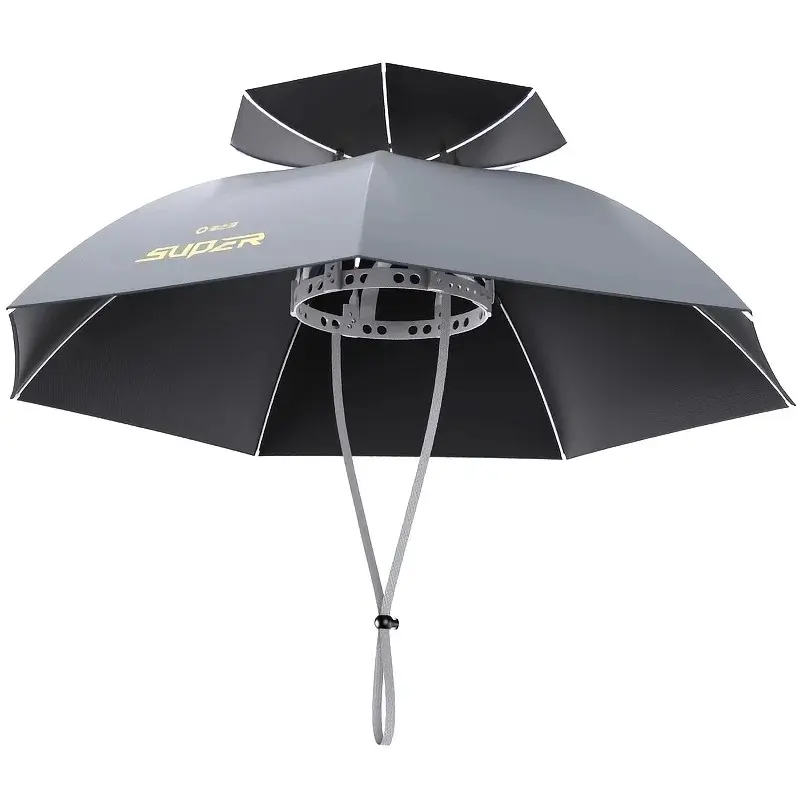 Foldable Umbrella Hat, Dual-Layer Design, Ideal for Outdoor Activities, Fishing, Golf, Camping, Beach, Gardening, Adjustable Fit and Convenient
