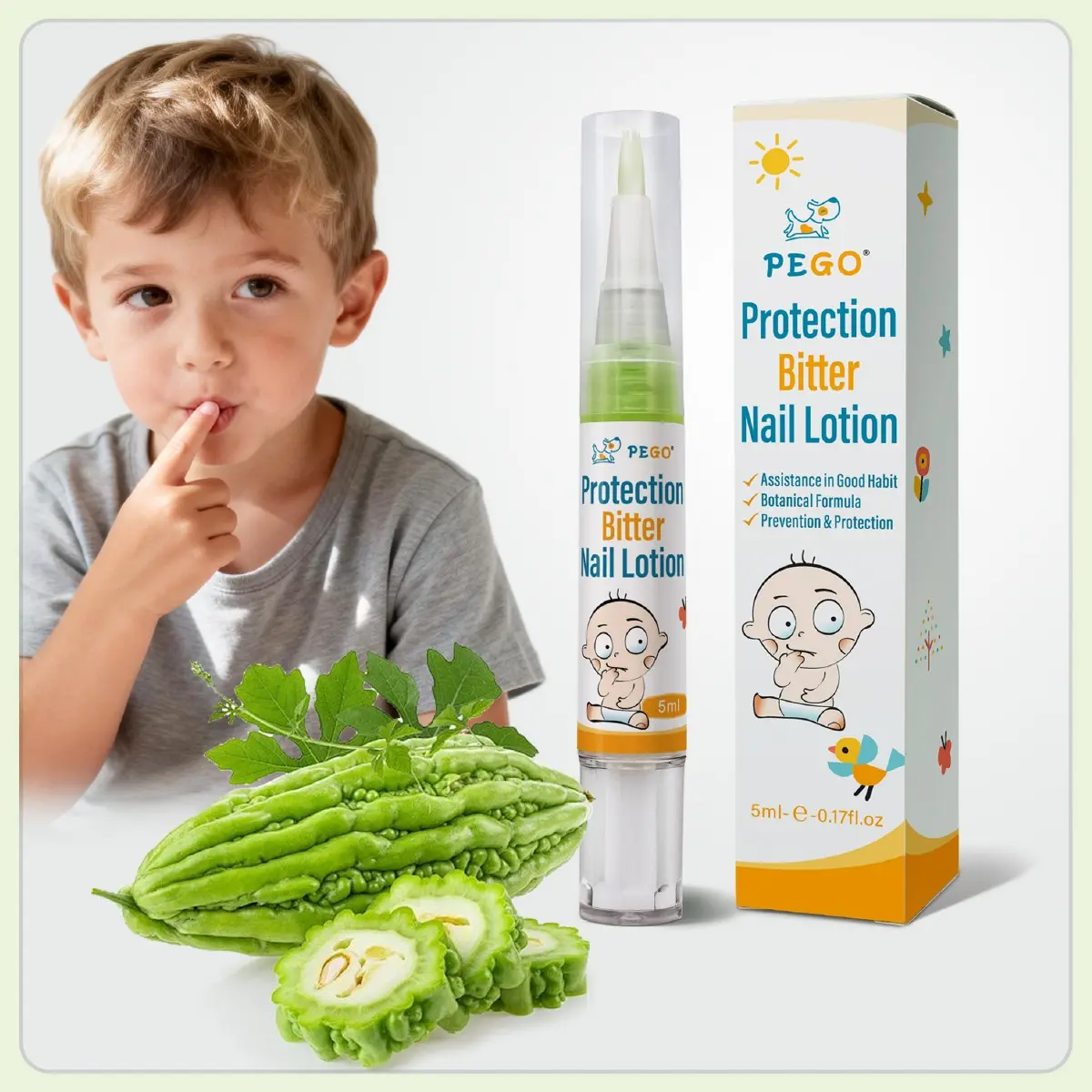 Bitter Nail Stop Pen for Kids, Safe Anti Nail Biting Deterrent, Stop Thumb Sucking & Finger Chewing, Non-Toxic Bitter Nail Polish for Toddlers