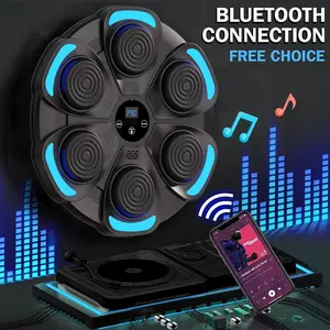 Music Boxing Machine with Boxing Gloves, Smart Bluetooth Boxing Trainer, Wall Mounted Electronic Boxing Target, Interactive Fitness Equipment for Adults & Kids, 9 Modes & 9 Speeds, Home Office Gym