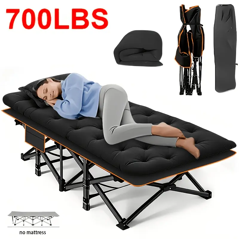Portable Folding Beds Multiple Sizes, Camping Guest Beds, Mattress Optional, 700/600/500 Lbs Load Capacity, Adult Foldable Bed for Outdoor Trips, Camping, Yard, Lunch Breaks, Elegant Outdoor Furniture