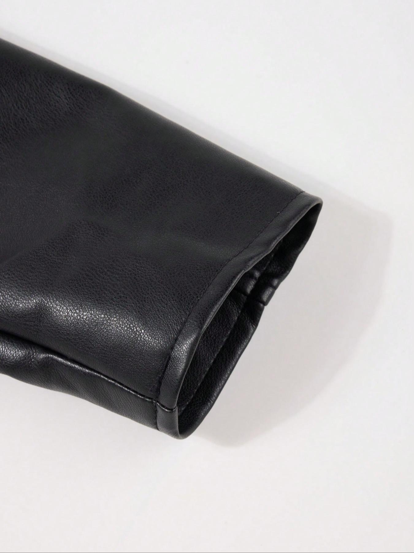 Women's Spring Jacket Vintage Street PU Coat, Fall Winter Casual Faux Leather Stand Collar Zipper Short Fitted Motorcycle Jacket with Belt