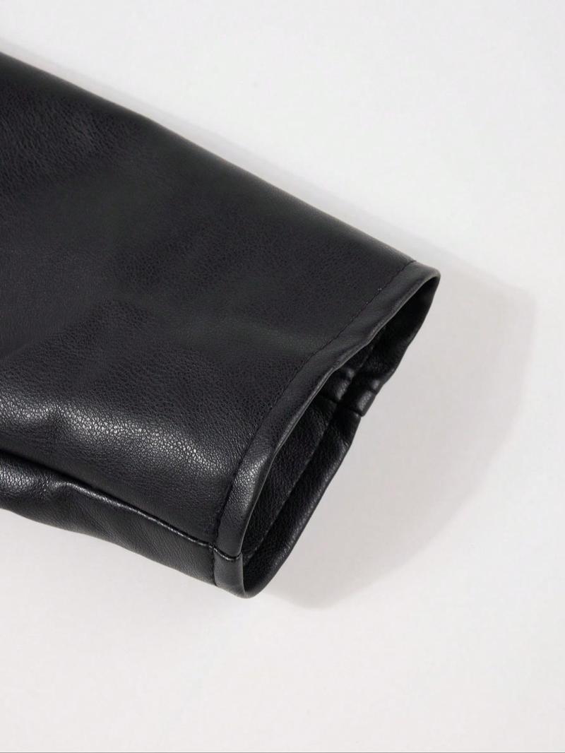 Women's Spring Jacket Vintage Street PU Coat, Fall Winter Casual Faux Leather Stand Collar Zipper Short Motorcycle Jacket with Belt