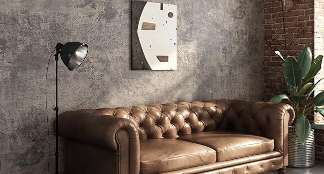 24in x 16.5ft Cement Wallpaper Peel and Stick Grey Brown Concrete Wall Covering Removable Industrial Wallpaper for Studio Restaurant Coffee Shop Loft Apartment Feature Wall Bedroom Bar