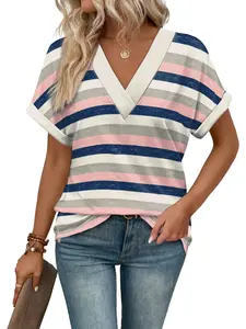 Summer Tops for Women 2026 Fashion Trendy Tshirts Short Sleeve Shirts V Neck Basic Causal Tee  Gym Yoga Workout