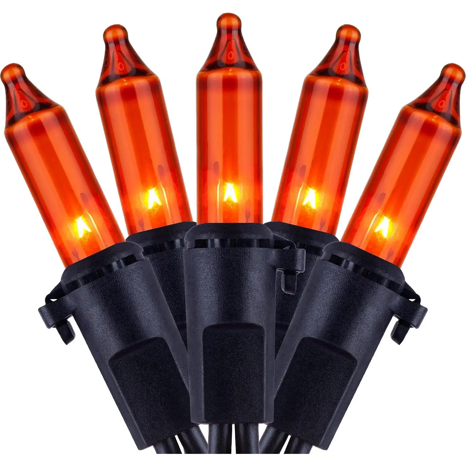200 Orange Christmas String Lights, 2-Set 33 ft 100 ct Black Wire | Incandescent Bulbs, End-to-End Connectable, UL Certified, 2-Strand, 200  Lights, 66'  Length, 4" Spacing
