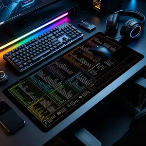 Coder Colorful Shortcut Cheat Sheet XXL Gaming Mouse Pad, Black Rainbow Code Terminal Hotkey Reference Non-Slip Stitched Rubber Desk Mat for Coding Work & Gaming, Ideal for Programmers, Software Developers Tech Desktop Decor Fans