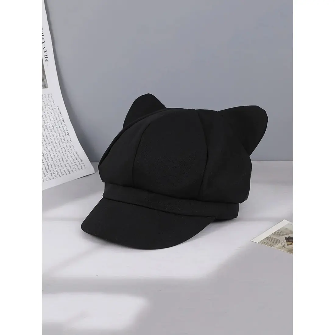 Women's Cute Cat Ear Design Baker Boy Cap, Casual Trendy Adjustable Stylish Hat for Women, Fashionable Hat for Fall & Winter for Women & Girls, Casual Outfits Cap, Animal Hats