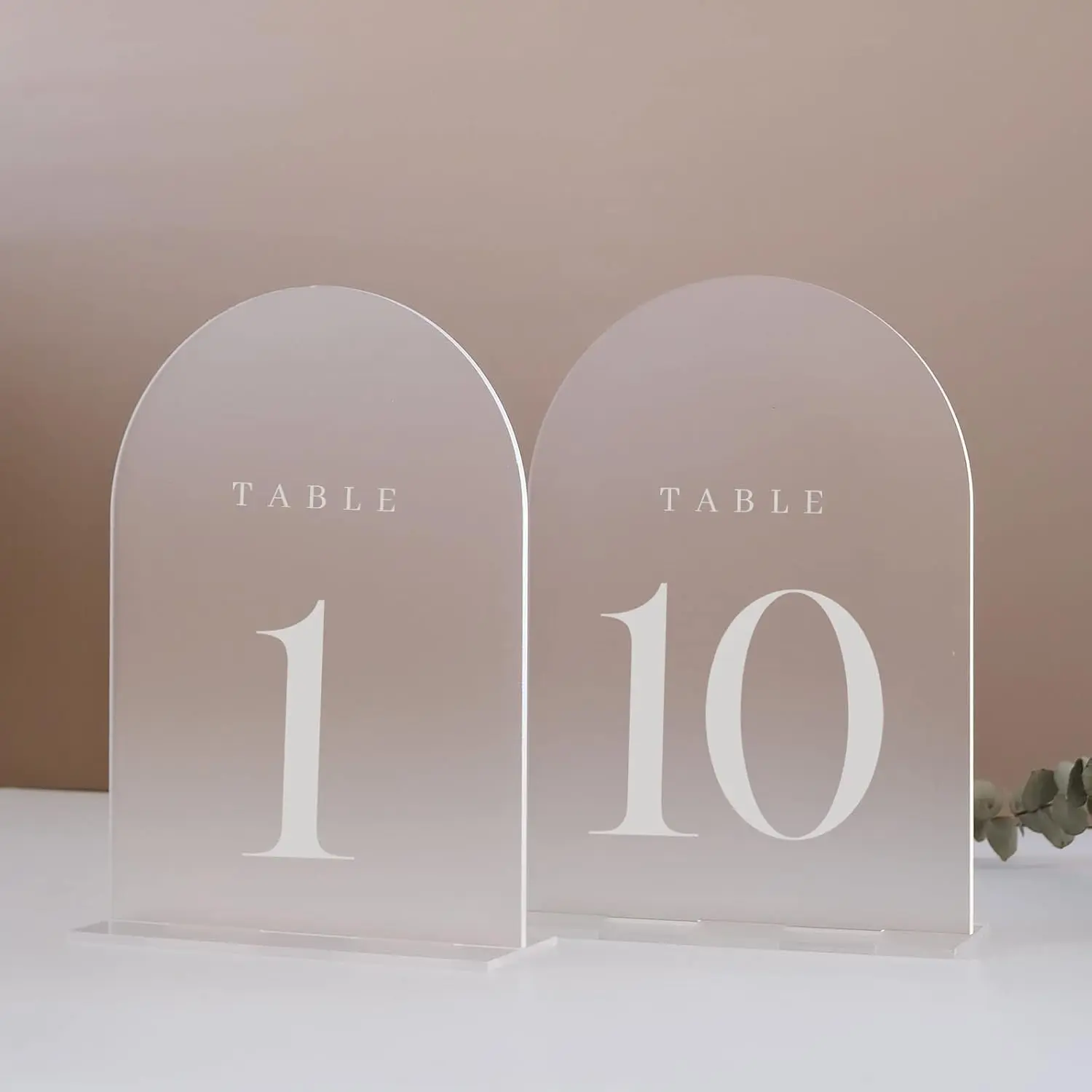 Frosted Arch Table Numbers for Wedding Reception, 10 Pack 5x7" Frosted Arch  Signs with Holder  Table Numbers 1-10,  for Centerpiece Wedding Reception