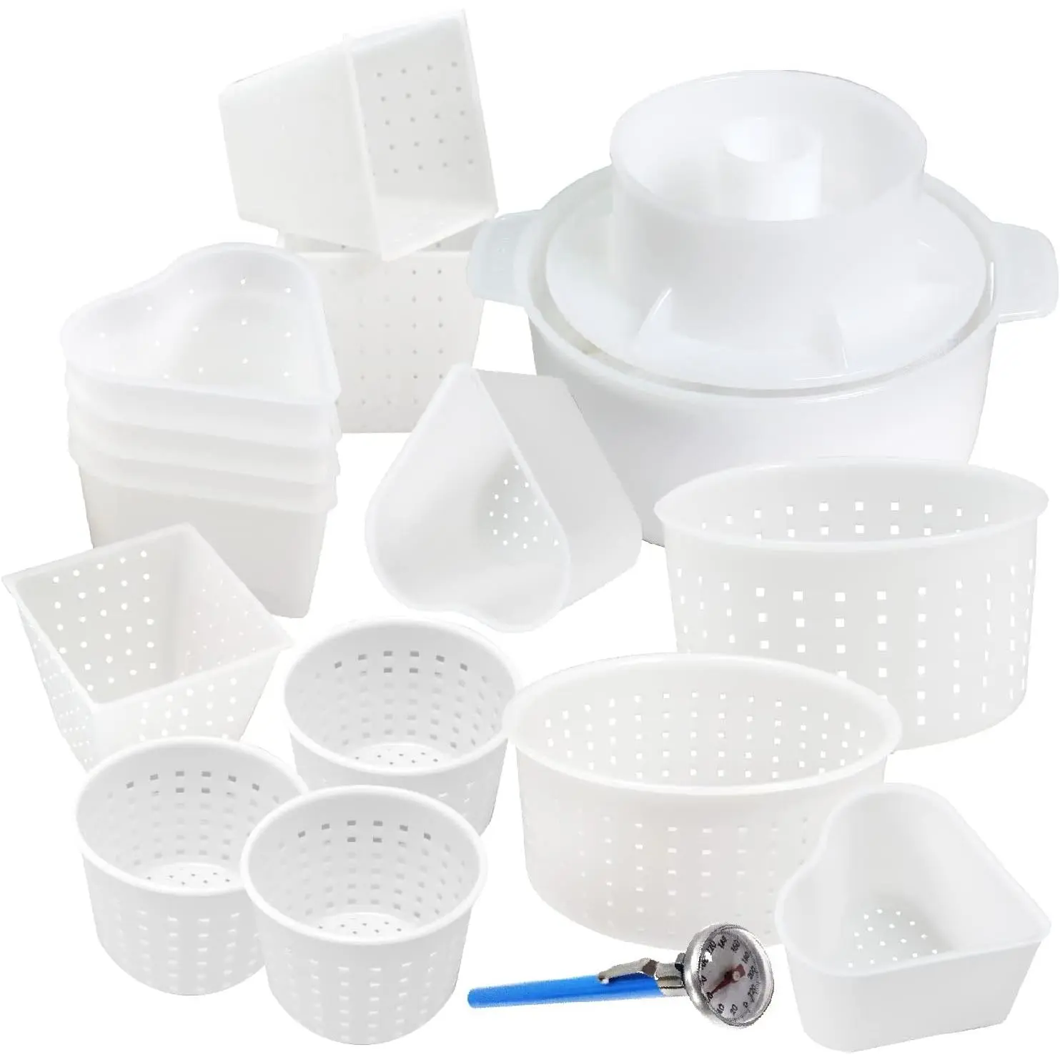 16 pcs Cheese Making Kit for Beginners - Soft Cheese Form Molds + Thermometer + Hard Cheese Mold with a Follower - Cheese Making Supplies - Moldes Para Queso Fresco Casero №5