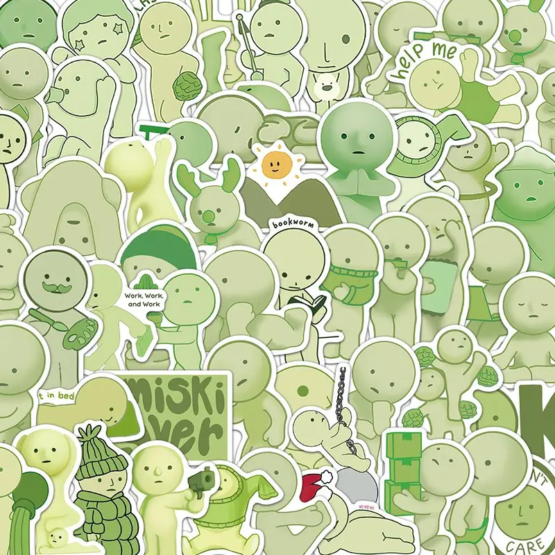 Cartoon Smiski Corner Sticker, 50pcs/set Cute Cartoon Decorative Sticker, Aesthetic Stickers, Illustration Stickers, DIY Decals for Water Bottle, Laptop, Cellphone, Phone Case, Devices, Scrapbooking and Journal Making, Accessories