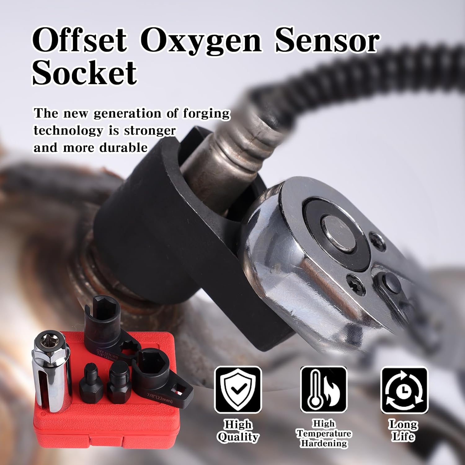 5-Piece Forged O2 Oxygen Sensor Socket & Thread Chaser Set – Automotive Tool for Sensor Removal