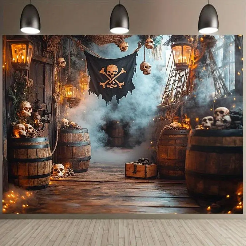 Outdoor Event Decor Pirate-themed photography background and party background cloth, perfect for outdoor and indoor party flags