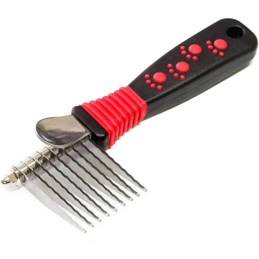 Paw Brothers 9-Blade Dematting Tool for Dog Grooming, Professional Grade, Stainless Steel Blades, Comfort Grip, Gentle on Skin