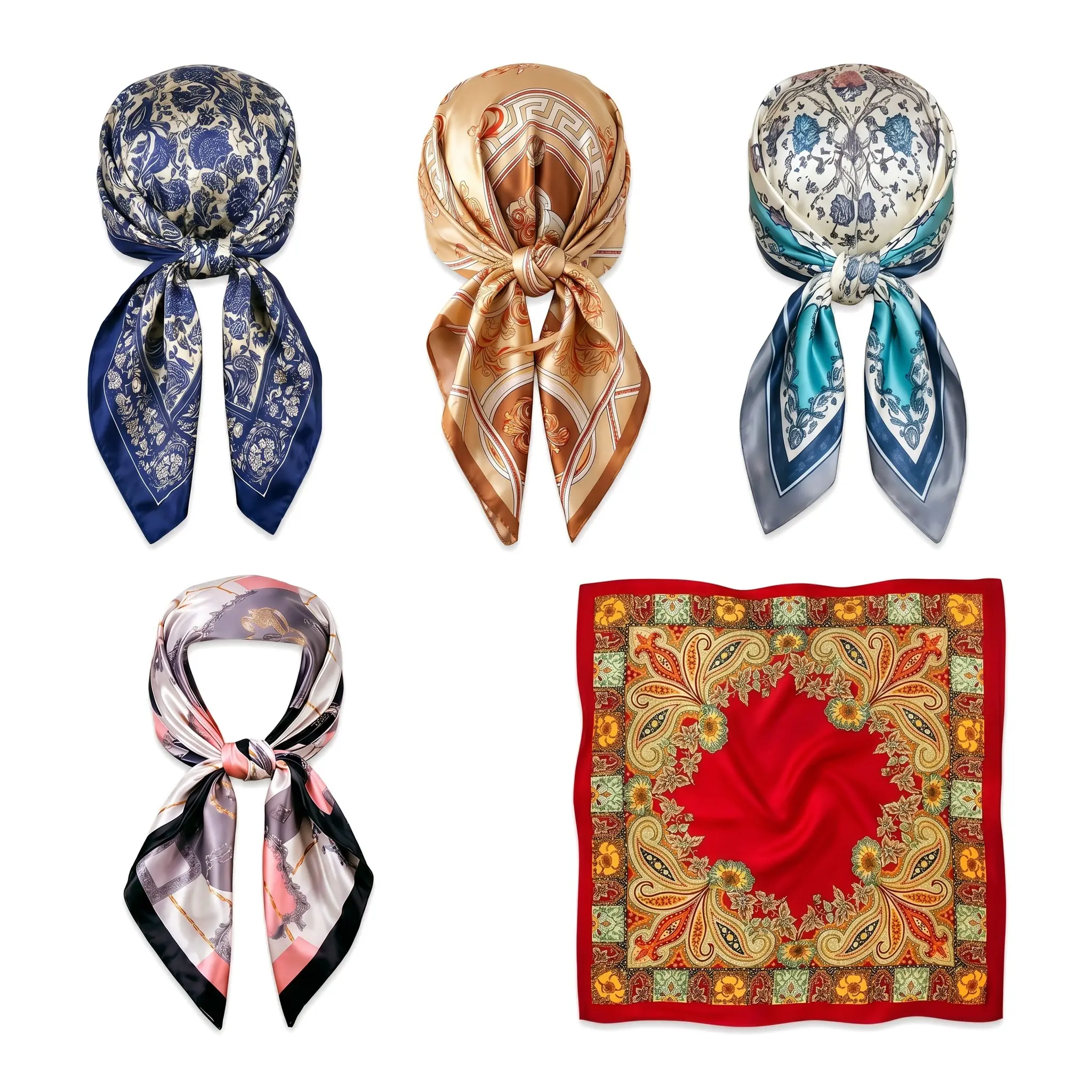 Elegant Square Scarf For Women Chic Satin Headscarf Soft Polyester 90x90cm Lightweight Versatile Everyday Essential Gift For Mom