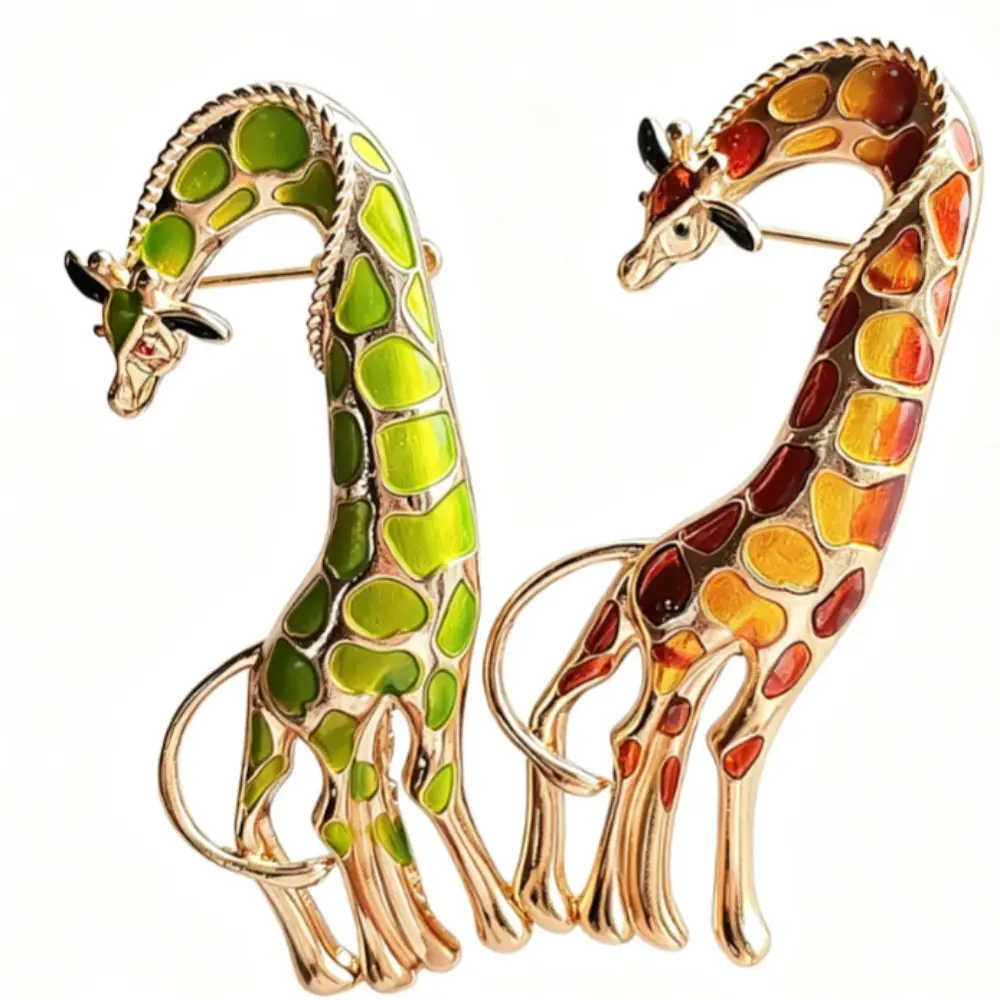 Enamel Large Giraffe Brooches for Women Vivid Animal Design Brooch Pin Luxury High Quality Accessories Spring Style