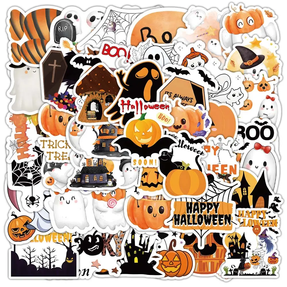 52pcs Halloween Stickers, Pumpkin Bat Black Castle Office Stickers, Decals Stickers, Suitable for Scrapbooks, Diaries, Laptops, Water Bottles, Cars, Etc. A Faith-based Design with A Positive Message; A Perfect Gift.