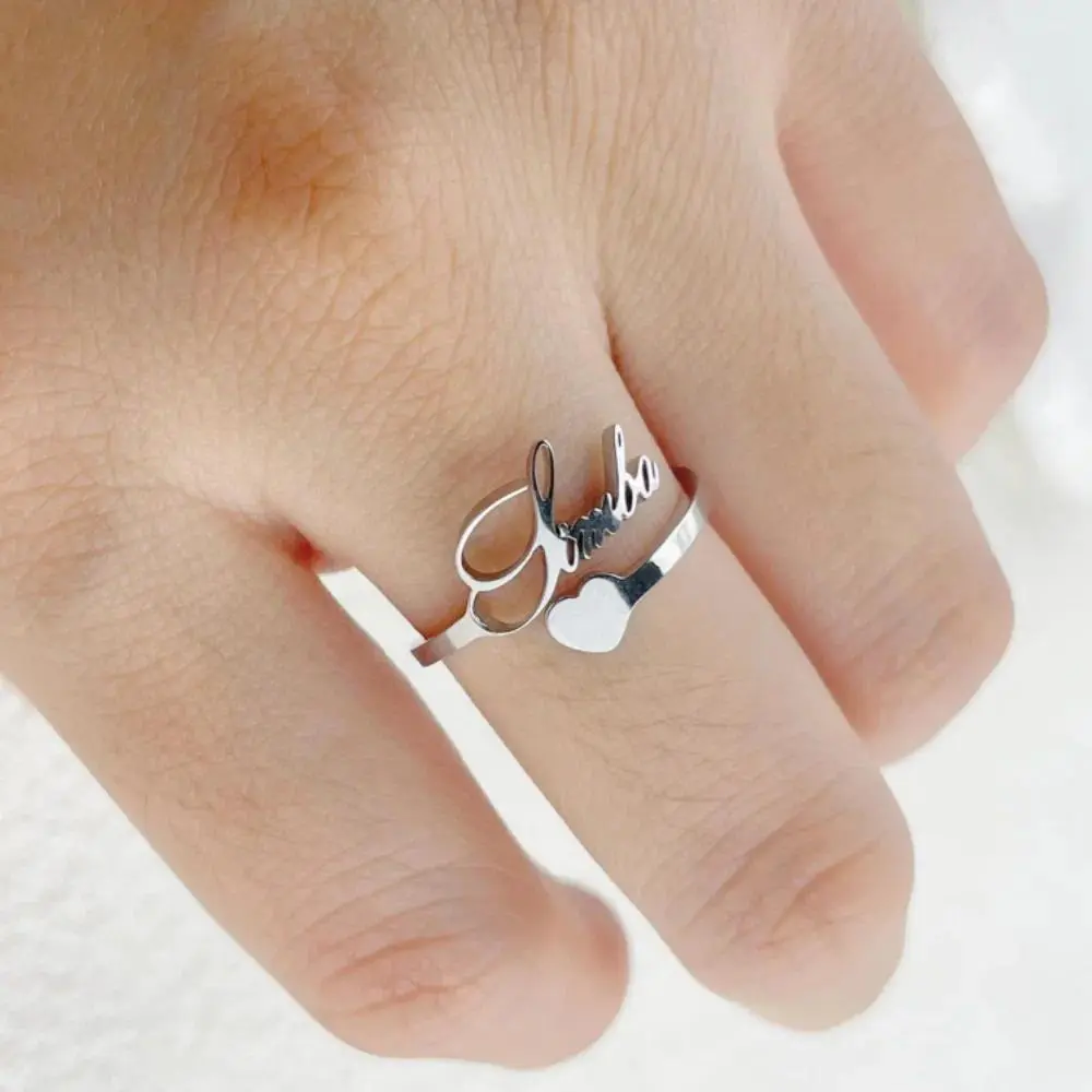 Custom Cursive Name Rings For Women Girl Fashion Jewelry Stainless Steel Personalized Nameplate Finger Rings anillos mujer