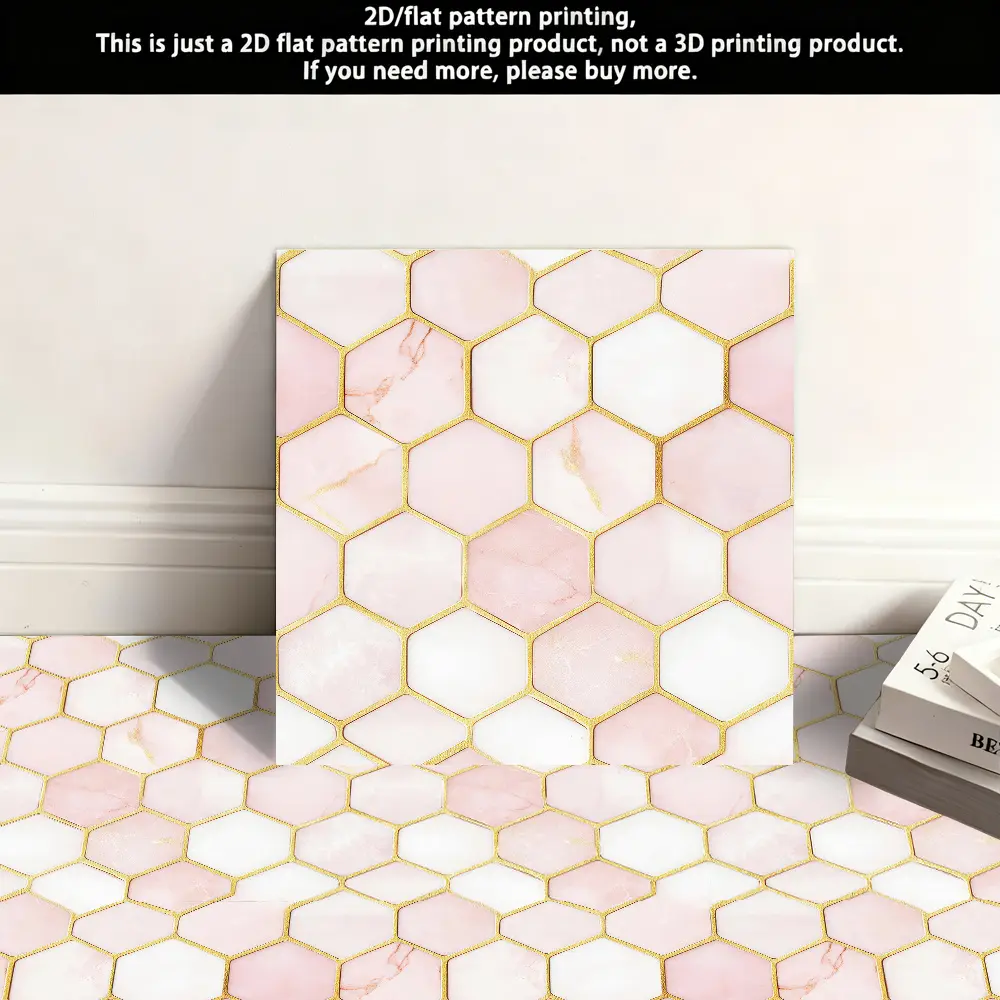 10pcs 2D Flat Faux Leather Floor Stickers - Artistic Creative Patterns, Self-Adhesive Floor Decorative Tiles, 11.81 X 11.81 Inches Removable Design, Reusable, Suitable for Kitchen, Living Room, Bedroom, Bathroom, Balcony, and Other Scenes for Floor