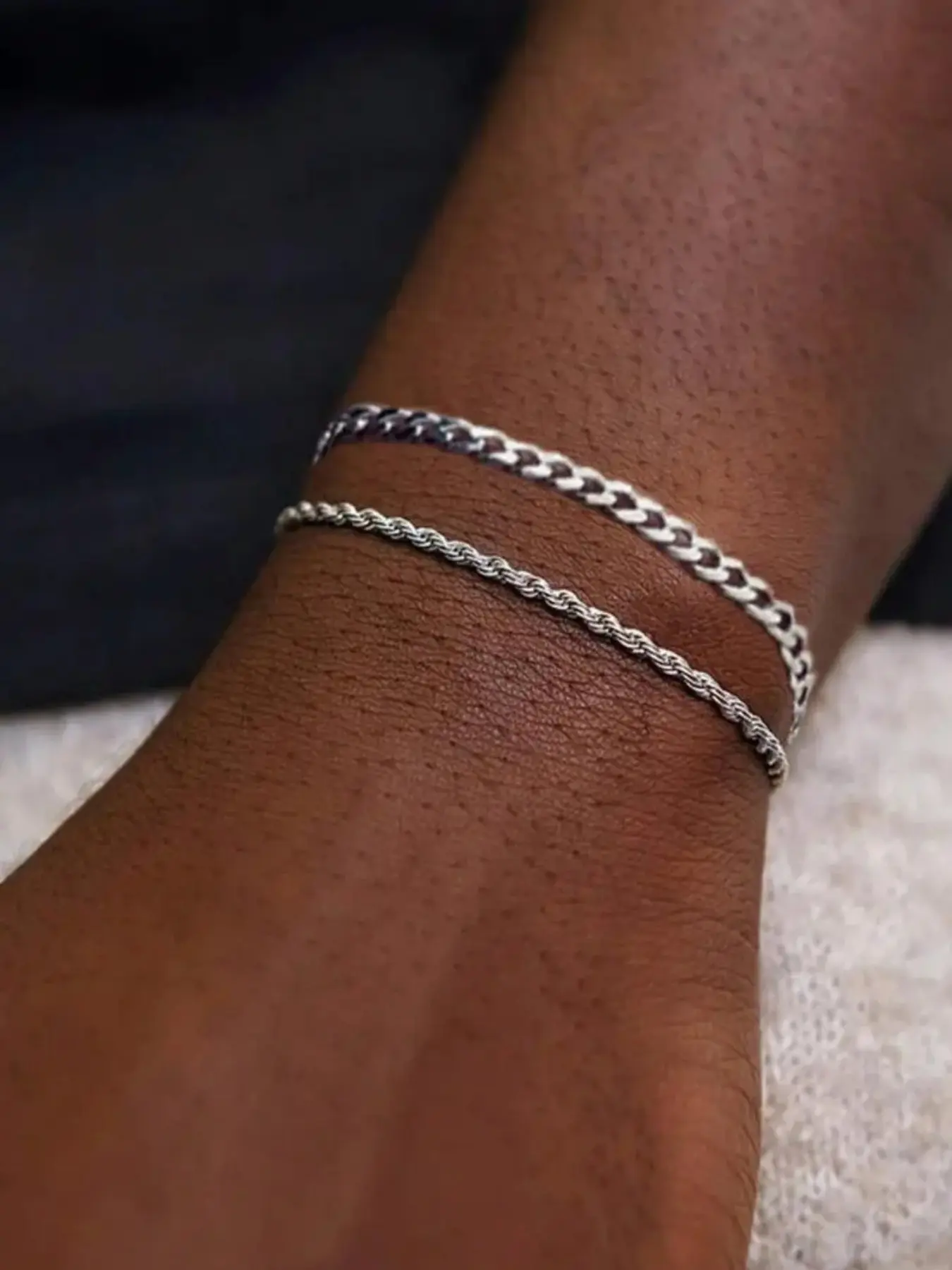 2-Piece Set: Stylish Gold-Tone Stainless Steel Fold-Over Twisted Cuban Chain Bracelet – Minimalist Retro Style, Unisex, Hip-Hop/Rock Accessory; Perfect for Back-to-School, Christmas, or Parties.