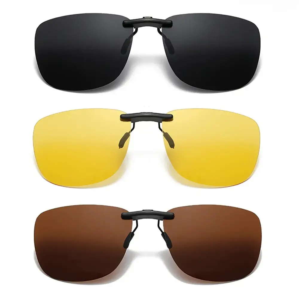 3 Pack Polarized Clip-On Sunglasses, UV400 Clip On Sunglasses for Prescription Glasses, Square Flip Up Lens, Anti-Glare Lightweight Driving Sunglasses for Men & Women, Fishing, Travel & Daily Outdoor Use sohochic
