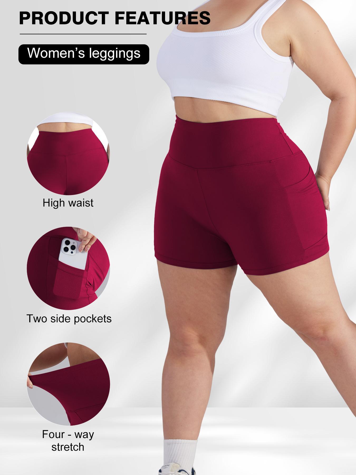 [Plus Size] High Waist Pocket Skinny Shorts, Casual Comfy Breathable Short Leggings for Daily Wear, Women's Bottoms for Summer, Athletic Lounge Shorts