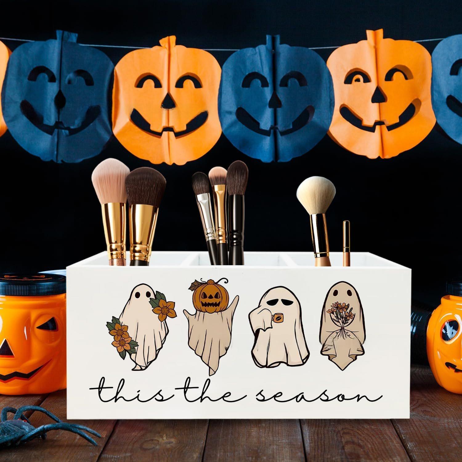Halloween Ghost Pumpkin Pen Holder, Cute Desk Organizer, Spooky Season Office Decor, Back to School Gift Halloween Ghost Pumpkin Pen Holder, Cute Desk Organizer, Spooky Season Office Decor, Back to School Gift