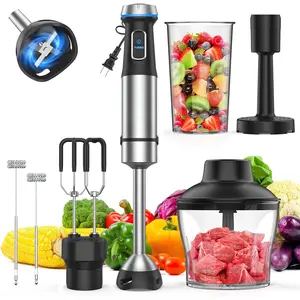Immersion Blender Handheld, 6 in 1 Hand Blender Stainless Steel , 15  Blenders Electric, 800ml Mixing Beaker, 600ml , Whisk, Frother,  Masher