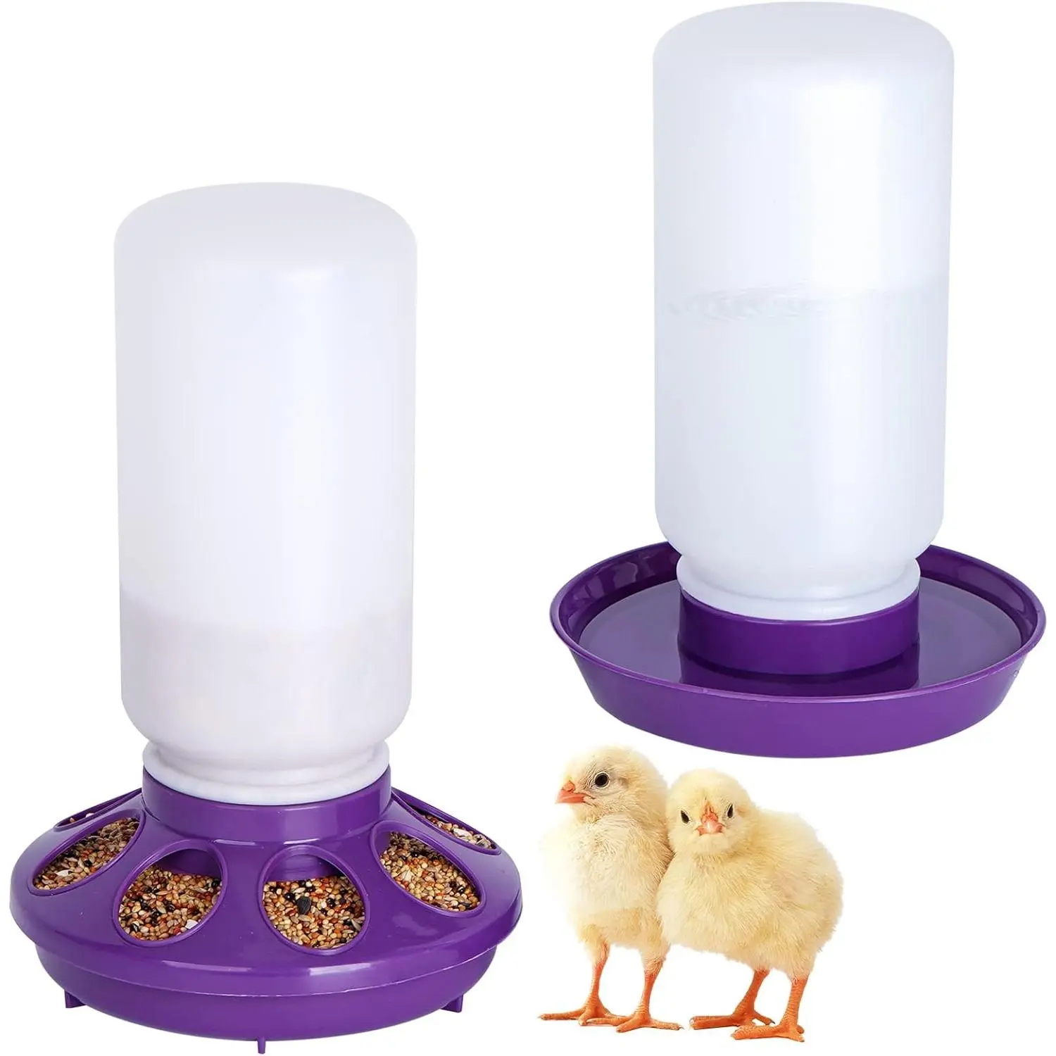 Chick Feeder and Waterer Set no Waste Chicken Water Dispenser 1L Chicken Water Feeder Poultry Waterer Baby Chick Duckling Supplies Starter Kit